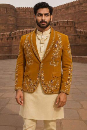 Velvet Embroidered Coat, Kurta Pajama