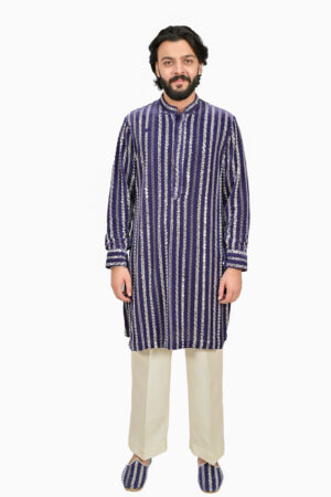 Purple Velvet Kurta Set