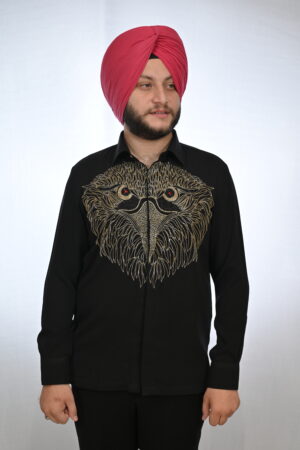 Hand Embroidered Designer Shirt-Black