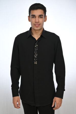Black Sequence Work Shirt