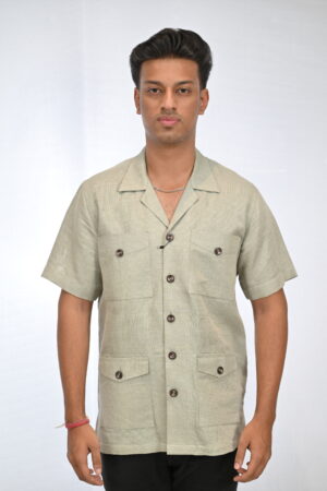 Men's Solid Casual Linen Shirt