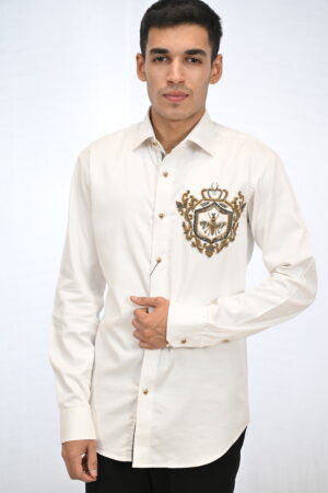 White Golden Embroidered Shirt