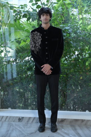 Black velvet Jodhpuri Suit