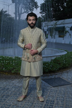 Pista Green mirror Work Kurta Set
