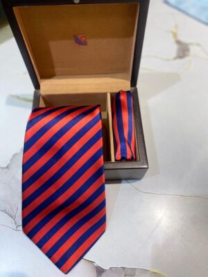 8cm Burgundy & Navy Striped Necktie