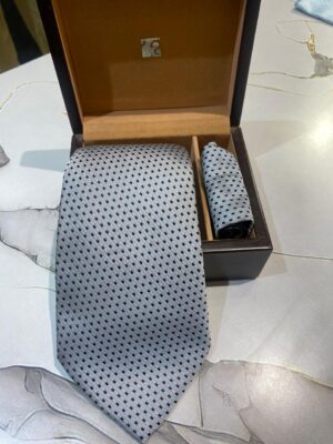 Men's Grey Microfiber Pin Dot Necktie