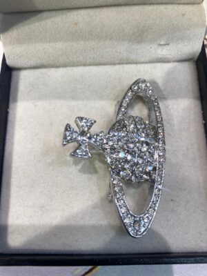 Crystal Silver Brooch