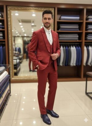 Men’s Red 3 Piece Formal Suit