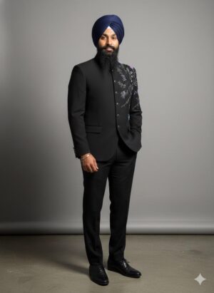 Mens Black Heavy Embroidery