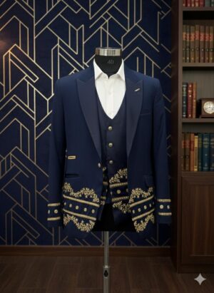 Wedding Blue Embroidered Suit
