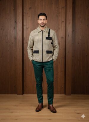 Beige Textured Utility Shacket