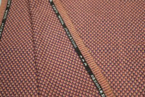 Premium & Light Peach and Maroon Check Tweed Fabric