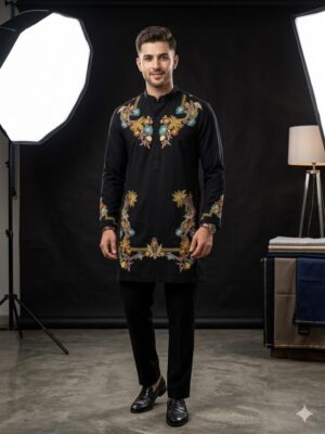 Black Embroidered Kurta Set